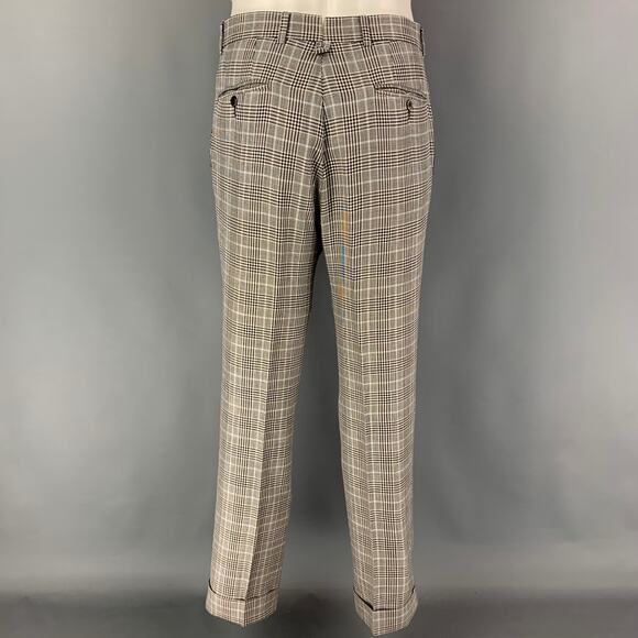 BLACK FLEECE Size 38 Black White Glenplaid Wool Blend Notch Lapel Suit - Picture 6 of 10